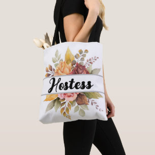 Tote Bag Hostess Burgundy Floral Texte Mariage de automne F