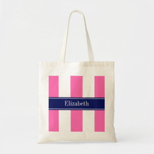 Tote Bag Hot Pink #2 XL Stripes, Navy 5c Nom Monogram