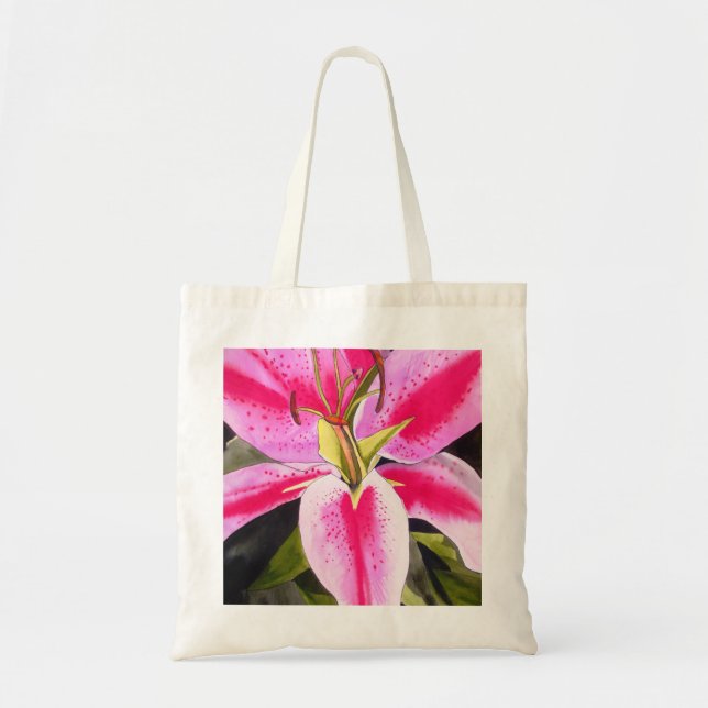 Tote Bag Hot rose Lily Tenerife pop art (Devant)
