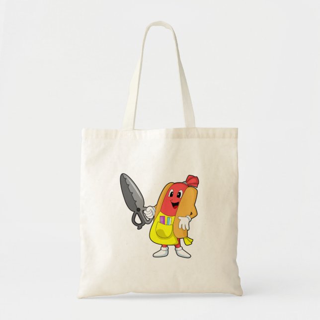 Tote Bag Hotdog comme coiffeur avec ciseaux (Devant)
