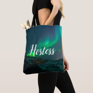Tote Bag Hôtesse Lumières Aurore Script Élégant Mariage