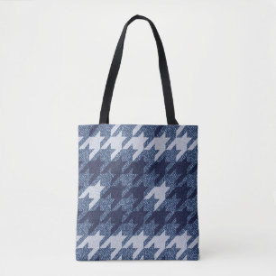 Tote Bag Houndstooth Tartan Jeans Design Arrière - plan