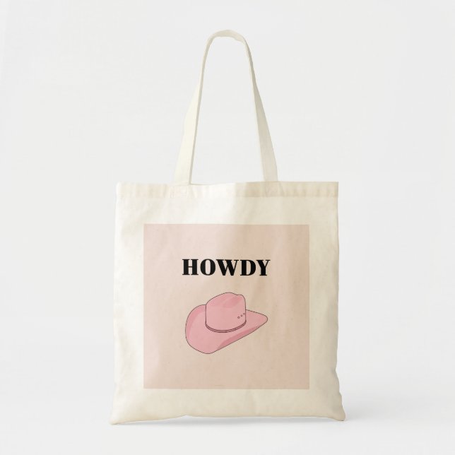 Tote Bag Howdy Pink Cowboy Casquette (Devant)