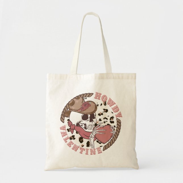 Tote Bag Howdy Valentine Skeleton (Devant)