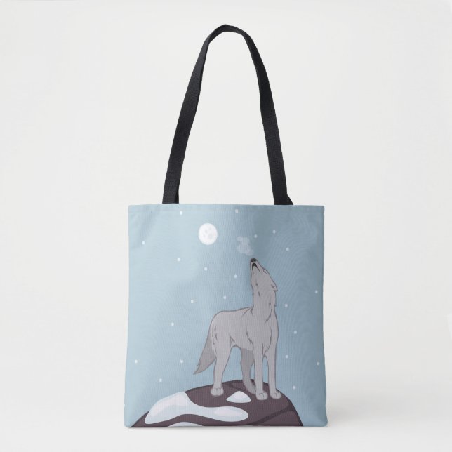 Tote Bag Howling Arctic Wolf (Devant)