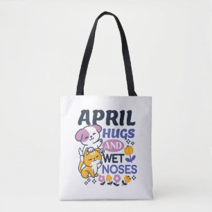 Tote Bag Hugs d'avril et nez mouillé - Cute chien et chat a