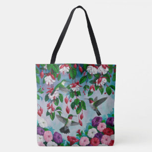 Tote Bag Hummingbirds à Fuchsia Flower Garden