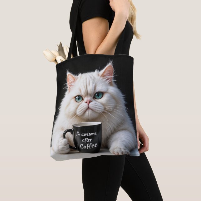 Tote Bag Humour de chat perse blanc (De près)