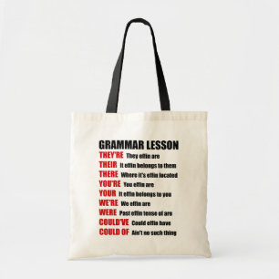 Tote Bag Humour de leçon de grammaire d'Effin ils sont