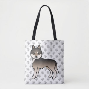 Tote Bag Husky Sibérien Gris Loup Noir Dessin Animé Chien &