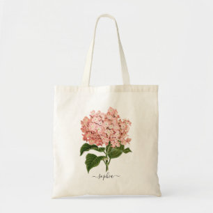 Tote Bag Hydrangea Floral Blush Personnalisé Botanique