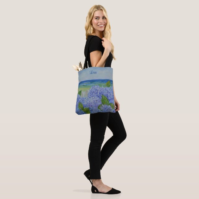 Tote Bag Hydrangées Au Bord De La Mer Personnalisées (Sur le modèle)