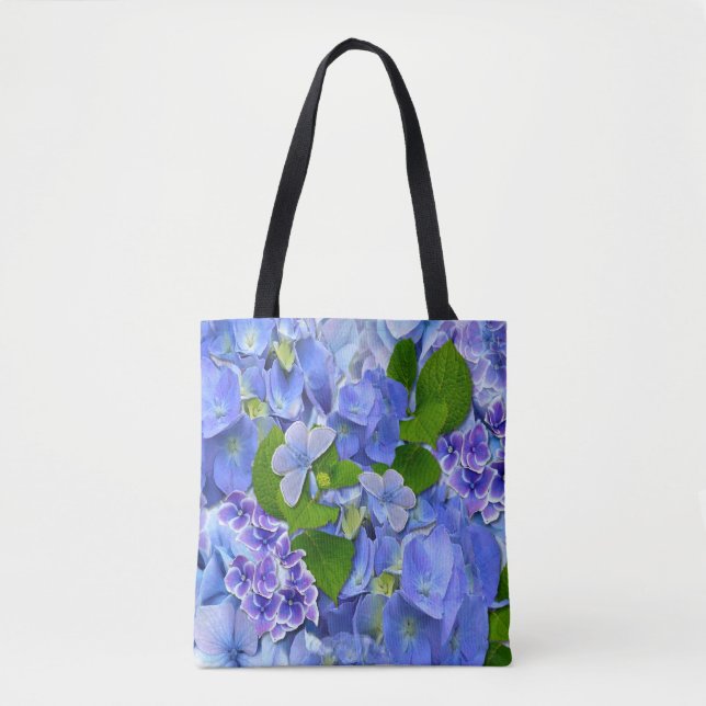 Tote Bag Hydrangées bleues et papillons (Devant)
