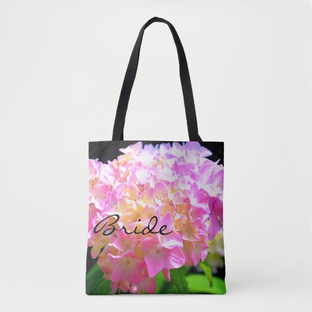 Tote Bag Hydrangées rose violet orange (Devant)