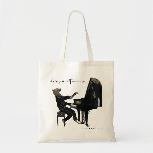 Tote Bag Hyena Piano Music Player Imaginaire Art Budget Fou (Devant)