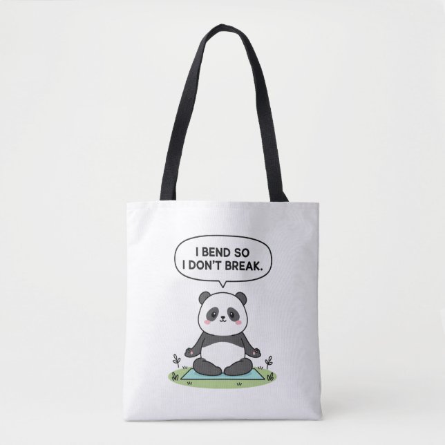 Tote Bag “I Bend So I Don’t Break” panda design (Devant)