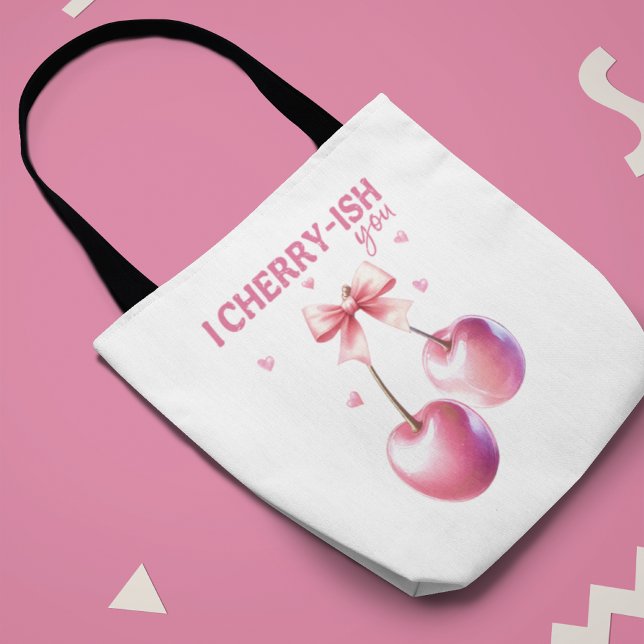 Tote Bag 'I Cherry You' avec le nom personnalisé Romantique ('I Cherry-ish You' with Custom Name Romantic Tote Bag)