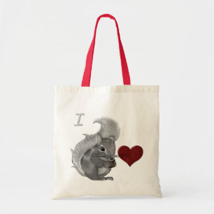 Tote Bag I Heart Baby Squirrels Fuzzy Animal