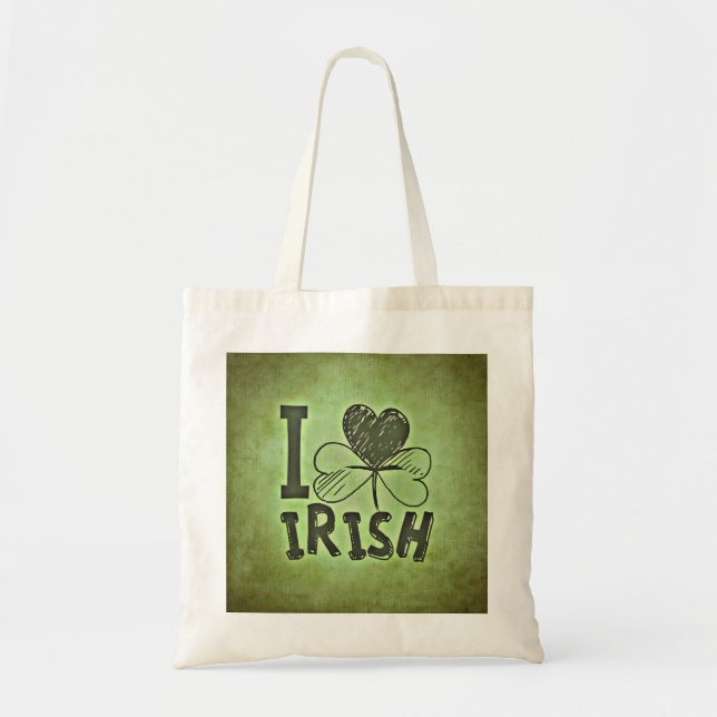 Tote Bag I Heart Irish Shamrock St. Patrick's Day (Devant)