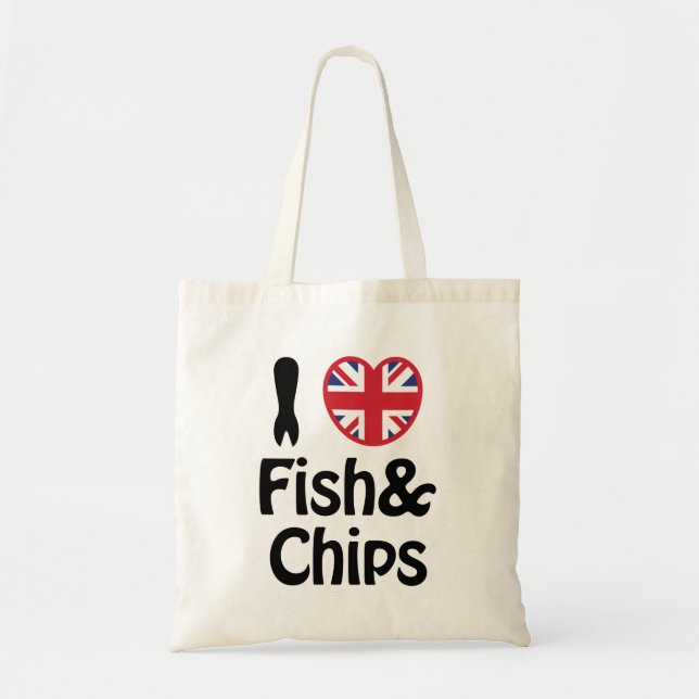 Tote Bag I Heart [Love] Poisson & Chips (Devant)