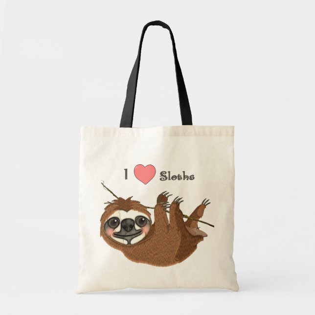 Tote Bag I Heart Sloths Baby Animaux (Devant)