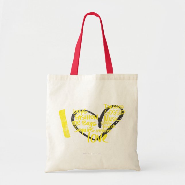 Tote Bag I jaune de graffiti de coeur (Devant)