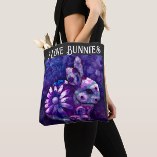 Tote Bag- I Liebe Bunnies- Whimsical Bunny Paintin Tasche