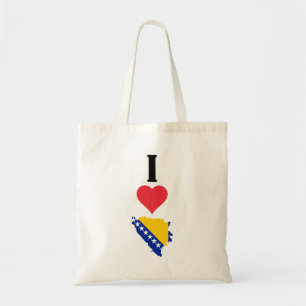 Tote Bag I Love Bosnie-Herzégovine Pays Drapeau Carte