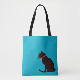 Tote Bag I Love Cats Blue Graphic Fourre-tout