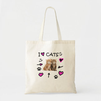 Tote Bag I Love Cats - I Love Kittens - Amoureux des chats