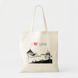 Tote Bag I Love Grodno Belarus Architecture Sketch Castle