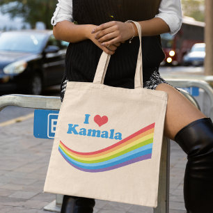 Tote Bag I Love Kamala Harris Rainbow