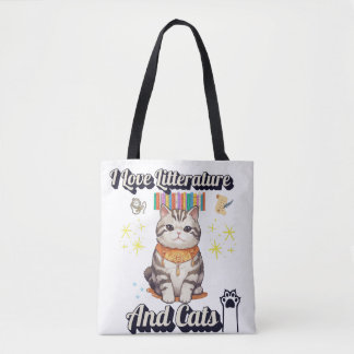 Tote Bag I Love Literature and Cats" Togs Design