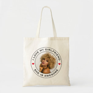 Tote Bag I Love My Awesome Girlfriend Photo Texte Coeur