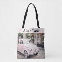 I Love Paris Street Scene Voiture Rose