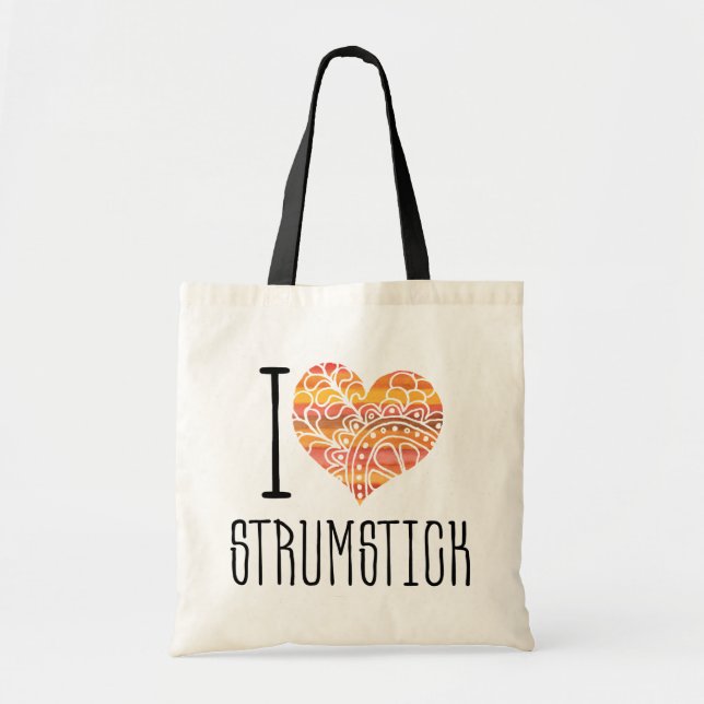 Tote Bag I Love Strumstick Orange Mandala Heart (Devant)