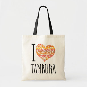 Tote Bag I Love Tambura Orange Mandala Heart