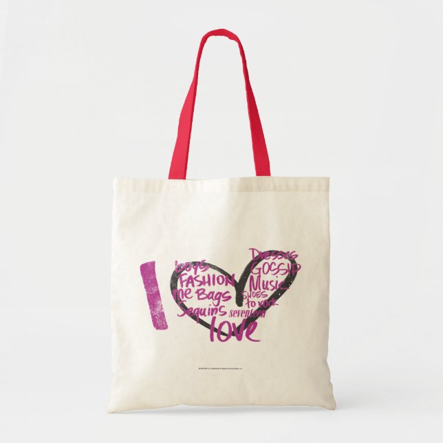 Tote Bag I pourpre de graffiti de coeur (Devant)