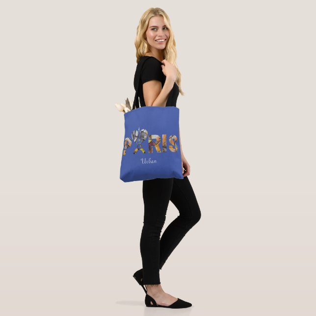 Tote Bag Ich liebe Paris mit städtischem Hintergru Tasche (Am Model)