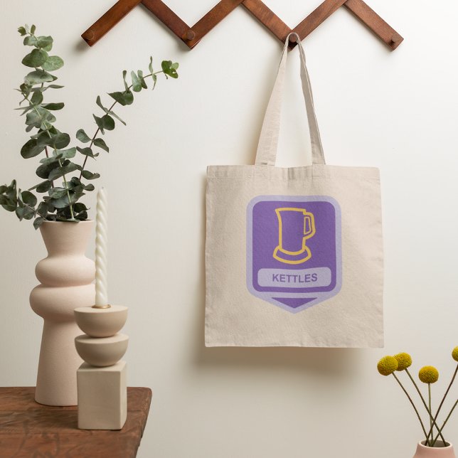 Tote Bag Icône de bouilloires violettes et jaunes modernes (Créateur téléchargé)