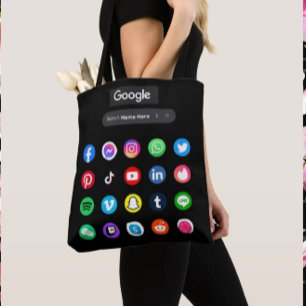 Tote Bag Icônes de médias sociaux tendance Google barre de 