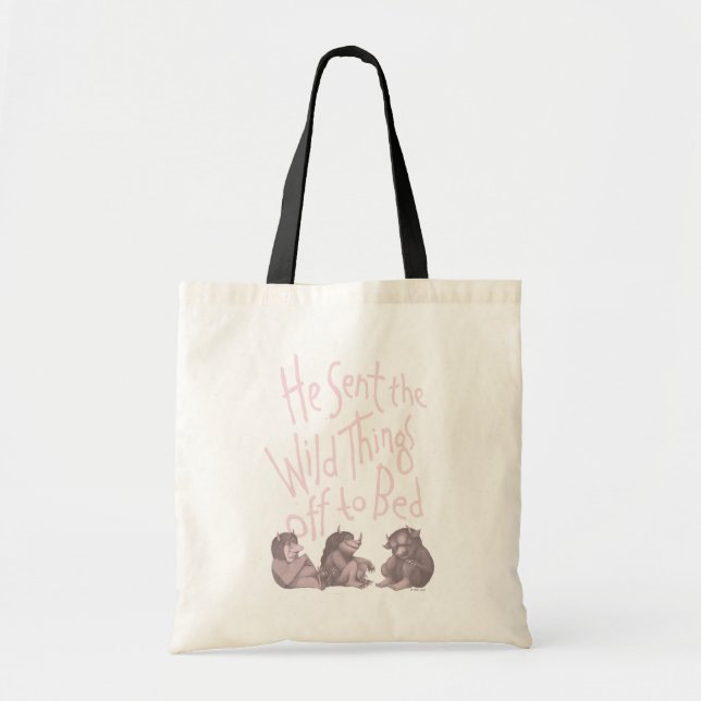Tote Bag Il a envoyé les choses sauvages au lit - rose (Devant)
