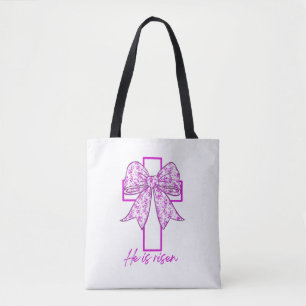 Tote Bag Il est ressuscité, Croquette Bow rose floral
