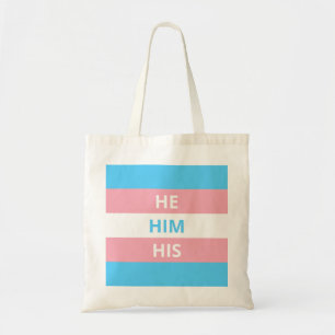 Tote Bag Il/Lui/Ses Prononononounes Drapeau Transgenre Four