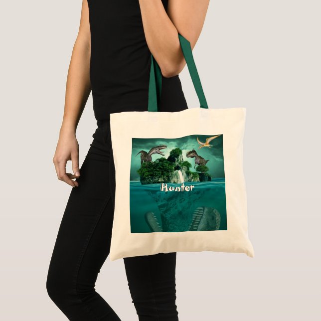Tote Bag Île de Dinosaur Personnalisé (Devant (produit))