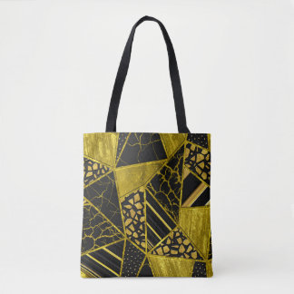 Tote Bag Illusion de texture du triangle noir or