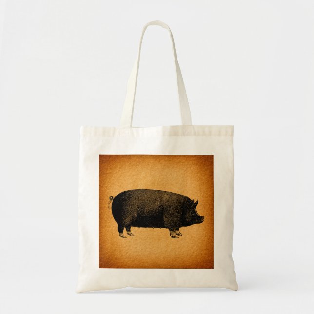 Tote Bag Illustrated Vintage Pig (Devant)