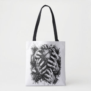 Tote Bag Illustration à l'encre d'art sombre des Orcades –