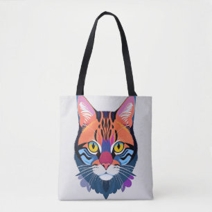 Tote Bag Illustration abstraite d'un visage de chat