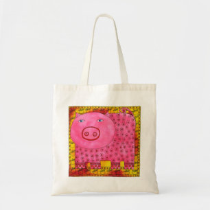 Tote Bag Illustration aquarelle de cochon à motifs